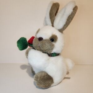 8" Bunny Rabbit with red and green scarf plush stuffed animal